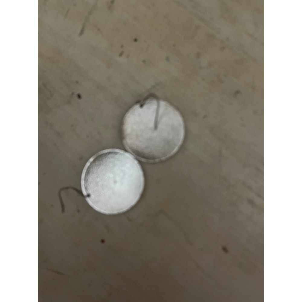 Silver Tone Round Disc‎ Patterned Dangle Earrings